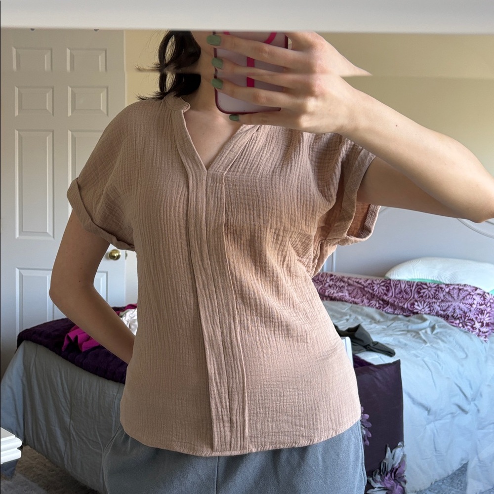 Shein Tan Linen Shirt